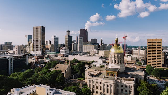 Aerial View of Atlanta Skyline with Georgia State Capitol