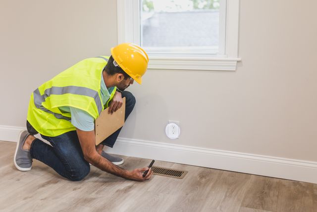 a person inspecting an outlet